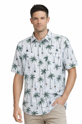 7664654 Poly/spandex 4 way stretch button shirt with collar