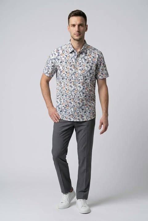 7664722 Poly/spandex 4 way stretch S/S button shirt w/chest pocket