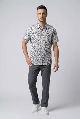7664722 Poly/spandex 4 way stretch S/S button shirt w/chest pocket