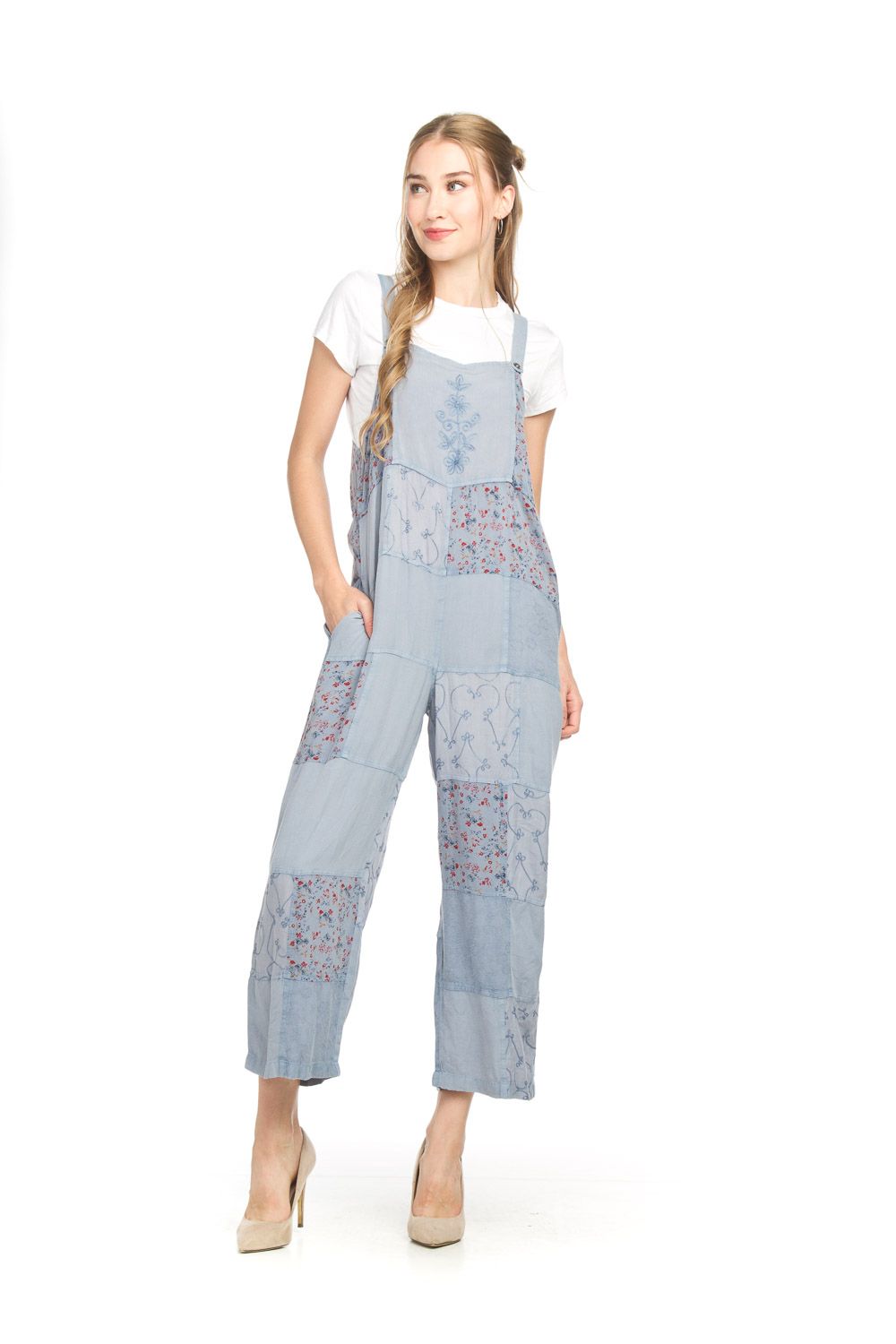PP-16815 Ladies embroidered patchwork overalls