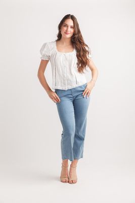 PT-20128 Short sleeve lace inset top