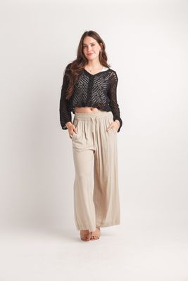 PP-20832 Wide leg pant with elastic waist
