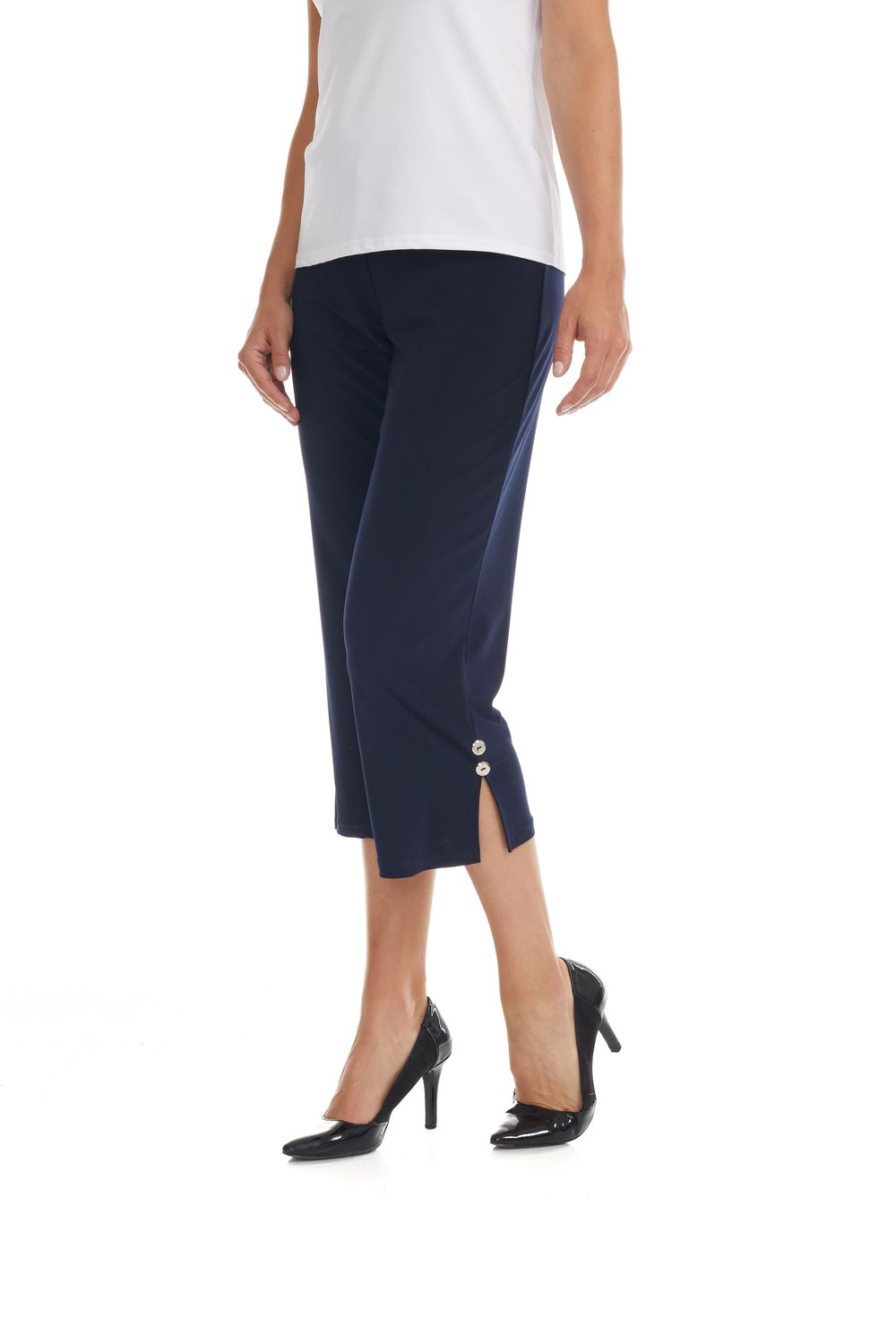 CP01-B Ladies wide leg capri w/2 buttons on leg