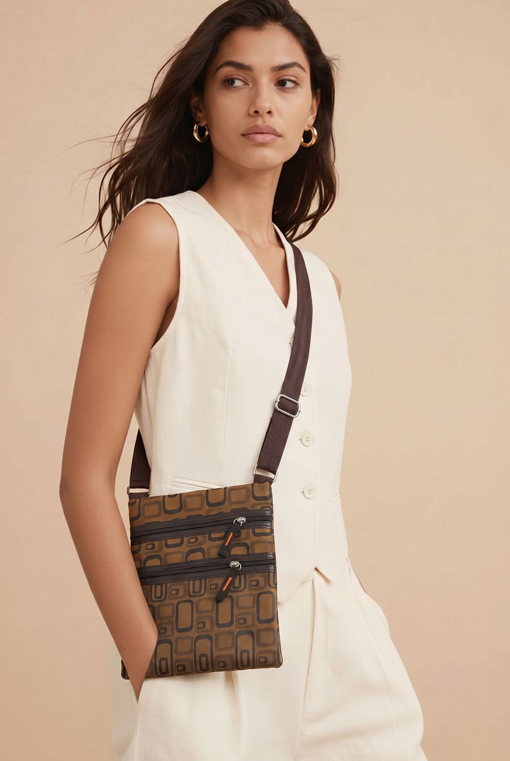 CL-13024 cross body printed signature letter bags