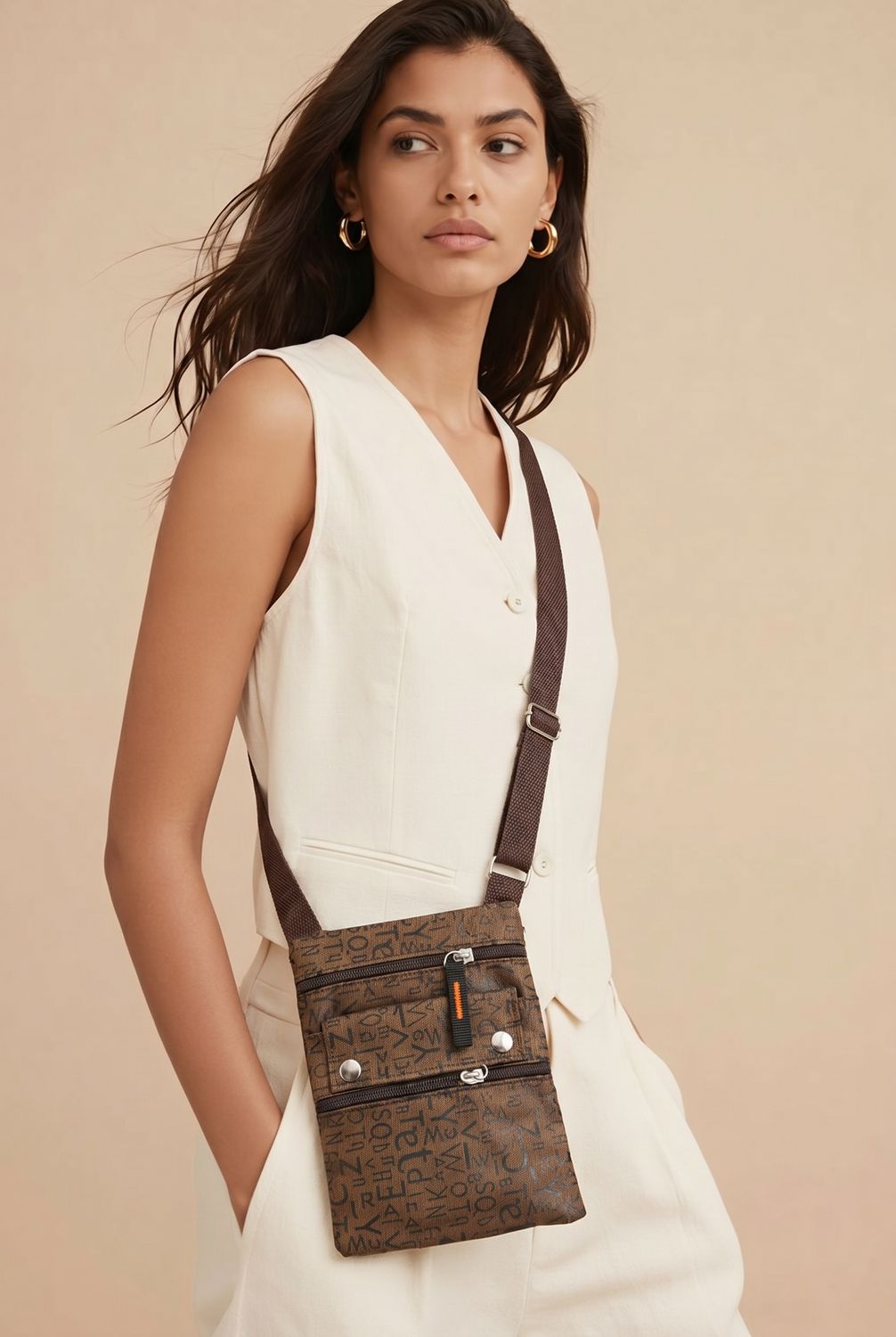 CL-13023 cross body printed signature letter bags