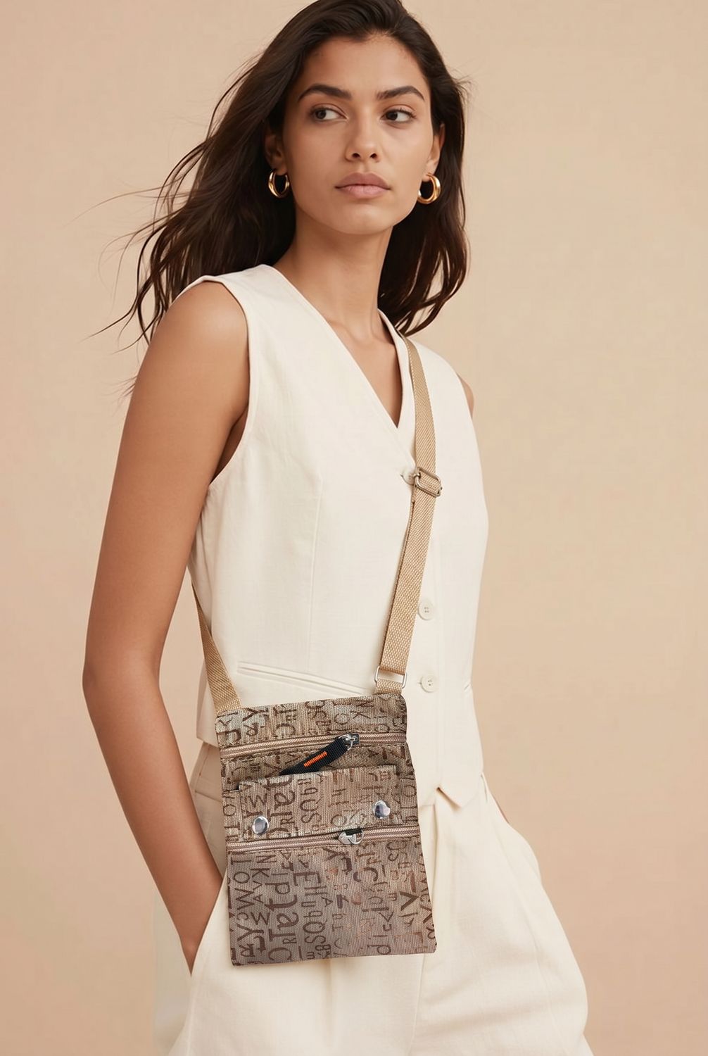 CL-13023 cross body printed signature letter bags
