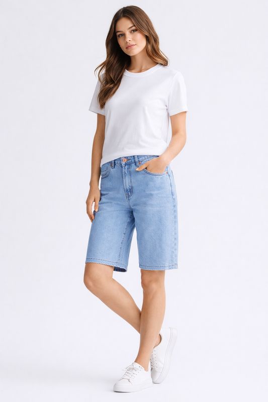 2053-6995-39 High waist denim bermuda jean shorts