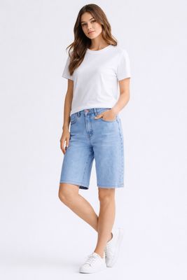 2053-6995-39 High waist denim bermuda jean shorts