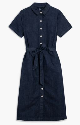29296970  Short sleeve button down stretch jean dress w/belt