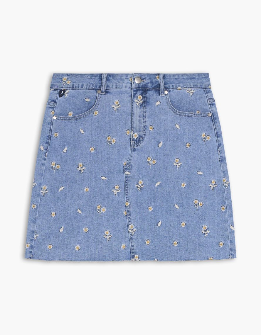 2982702200 Sunflower print denim jean skirt
