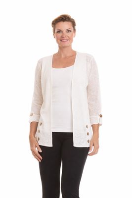 NL-84332 Mesh open cardigan cover up with button detail