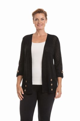 NL-84332 Mesh open cardigan cover up with button detail