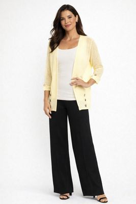NL-84332 Mesh open cardigan cover up with button detail