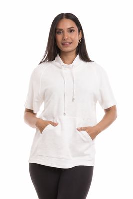 NL-84213 Loose neck short sleeve waffle shirt w/kangaroo pocket