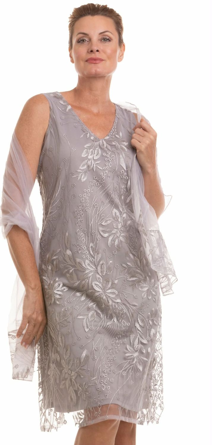 NL-61814 Ladies 2 piece dress with shawl cover up