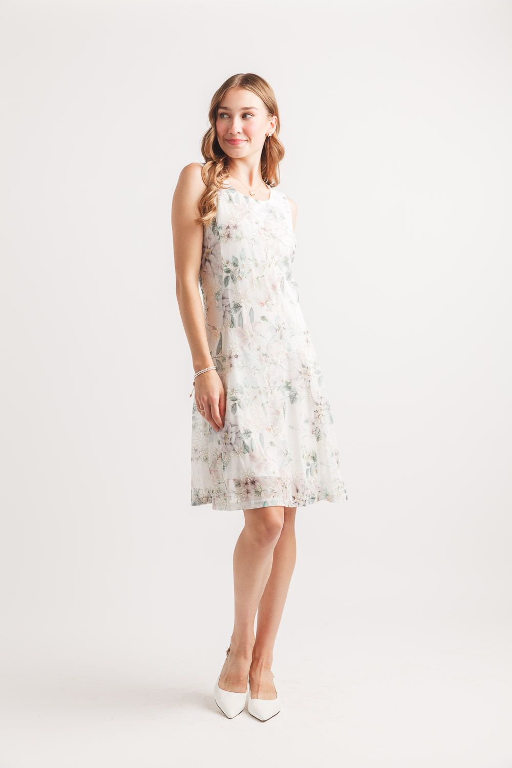 PD-20507 Sleeveless floral print lined dress
