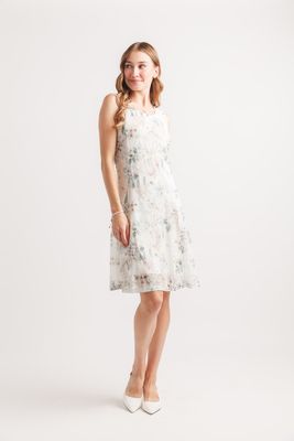 PD-20507 Sleeveless floral print lined dress