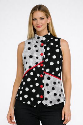 AM690 Sleeveless pokadot button shirt AM690 Sleeveless pokadot button shirt