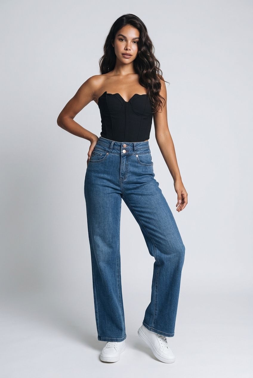 2161-7021-80 Wide leg regular waist stretch jean