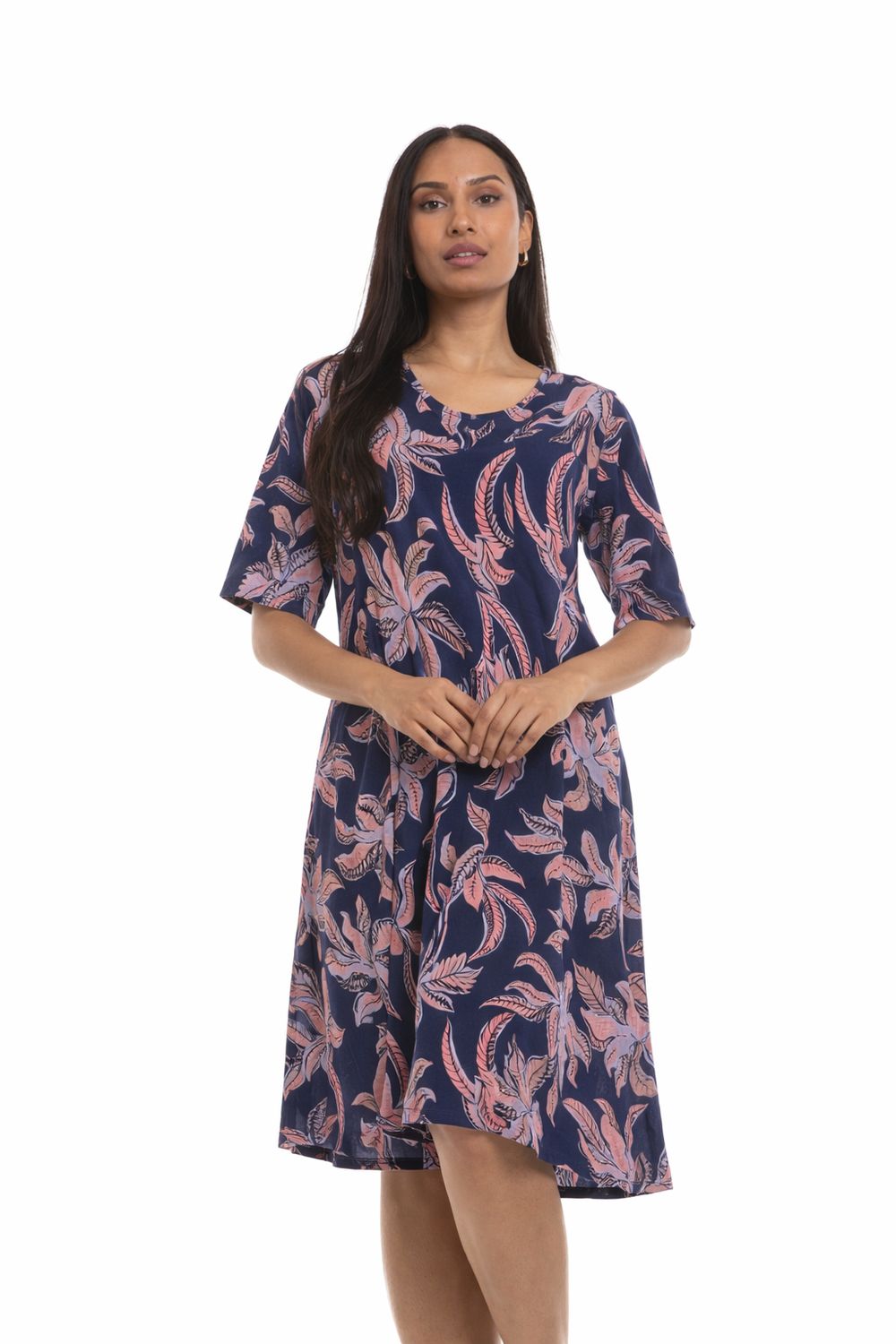 NL-83672 Short sleeve round neck printed dress