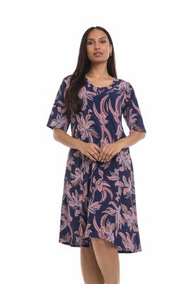 NL-83672 Short sleeve round neck printed dress