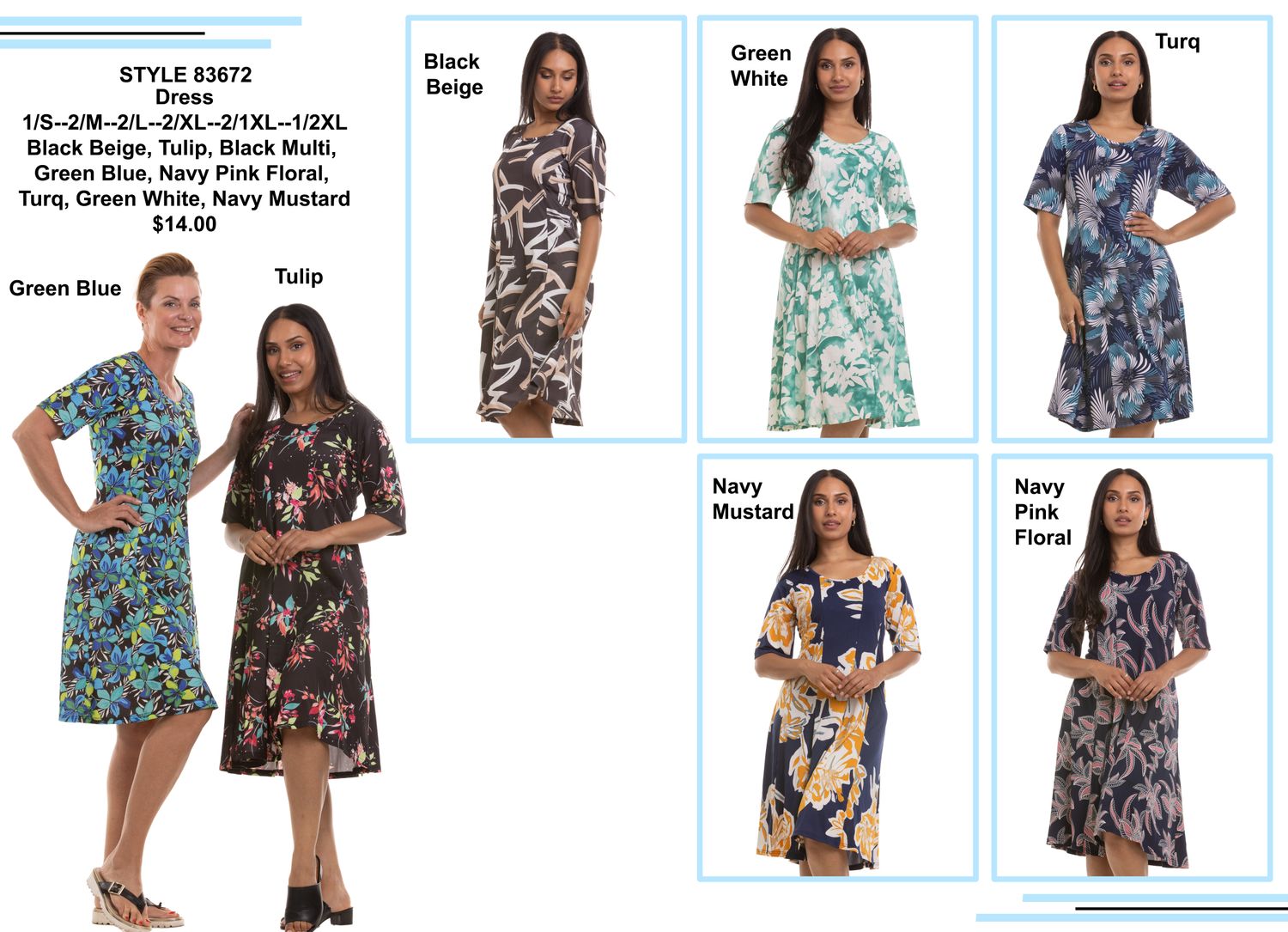 NL-83672 Short sleeve round neck printed dress