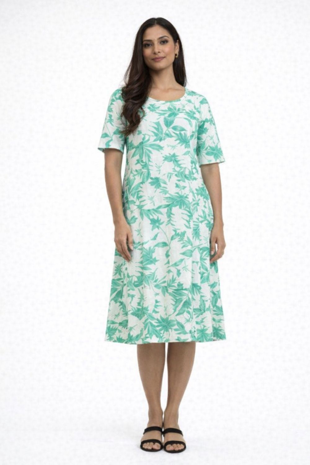 NL-83672 Short sleeve round neck printed dress