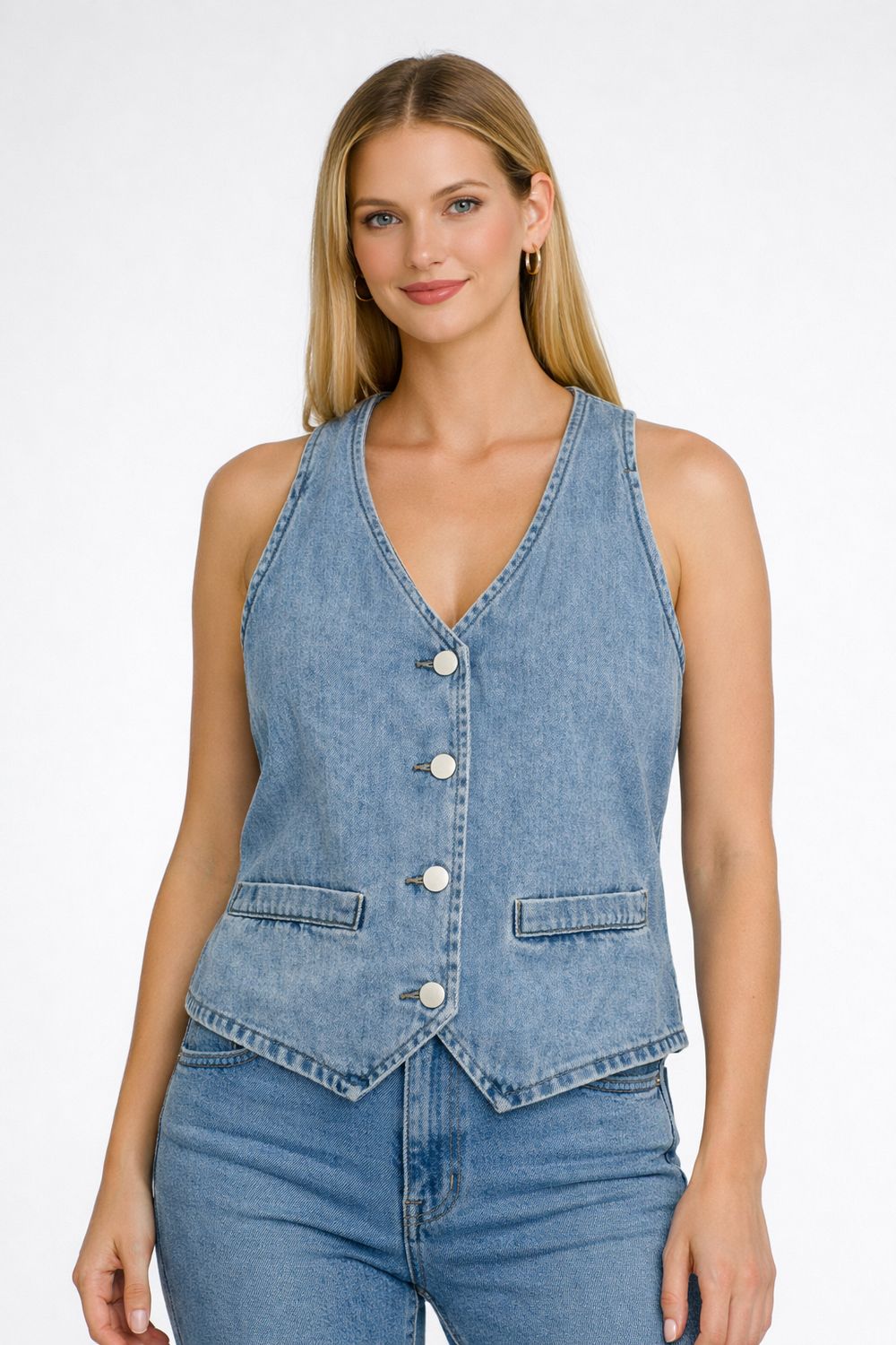 CET3125 Denim halter adjustable vest