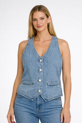 CET3125 Denim halter adjustable vest