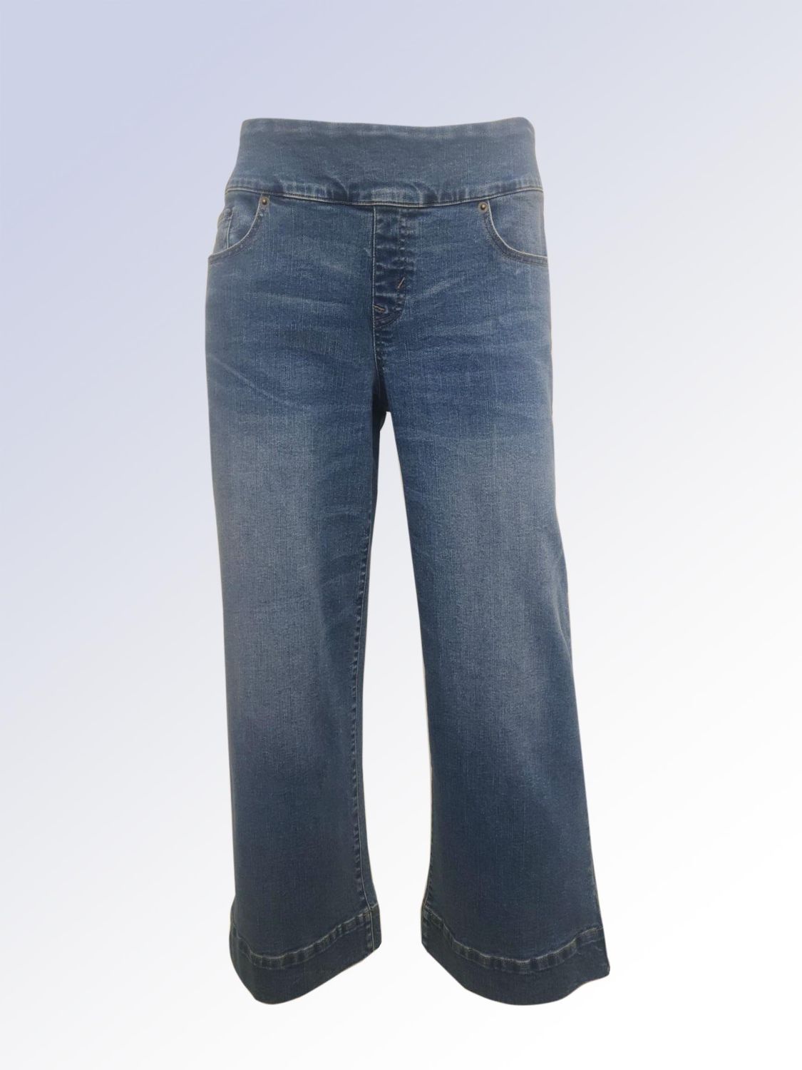 8666035 Pull-on stretch wide leg cropped jean 