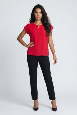NL-84241 Solid blouse with gold detail on neck and adjustable length bottom