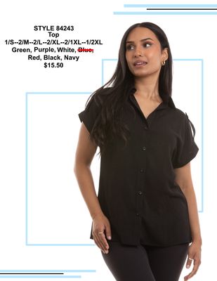 NL-84243  Collared button down solid blouse