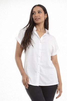 NL-84243  Collared button down solid blouse