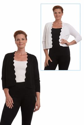 NL-34839 Open 3/4 sleeve bolero with scallop edge