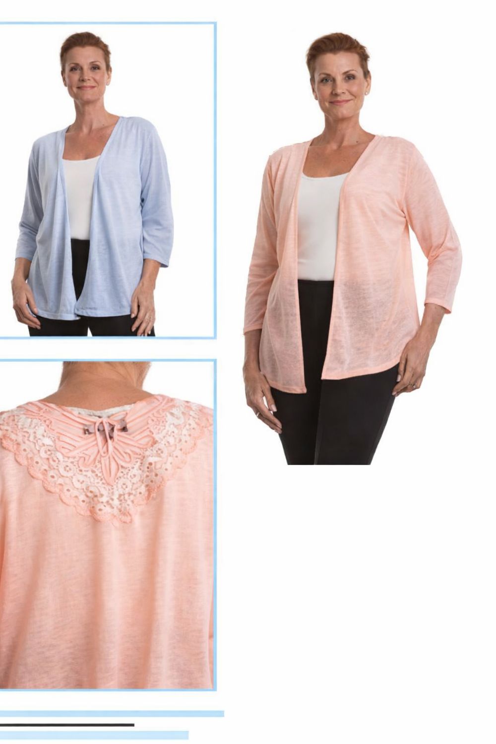 16913 Light weight open cardigan with crochet back