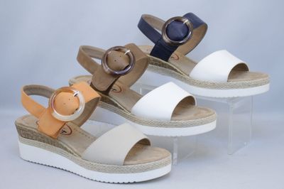 2267283 Wedge sandal with back strap 2 adjustable valcro entry and buckle detail
