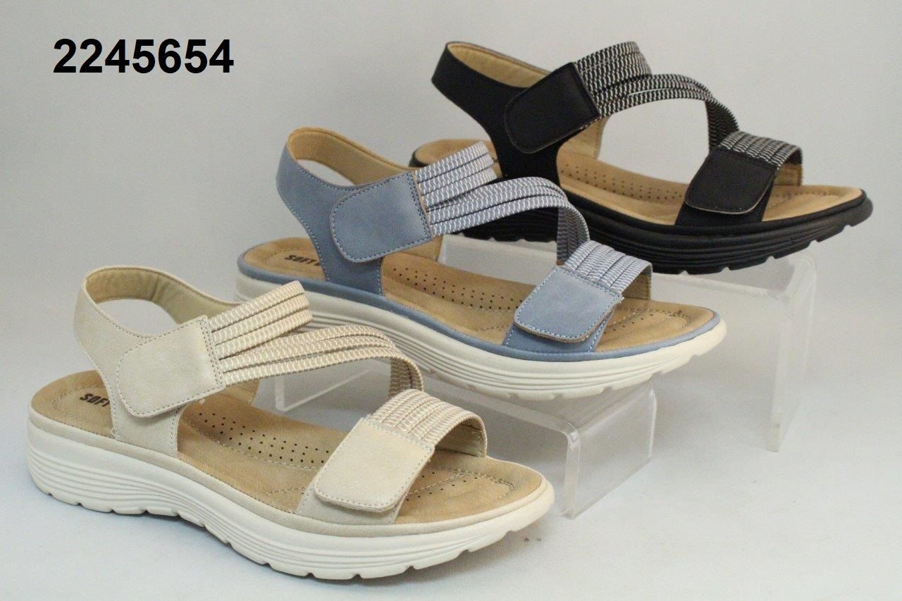 2245654 Ladies velcro sandal w/stretch criss cross straps