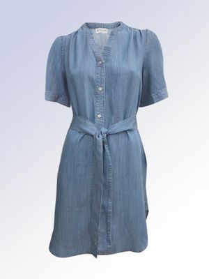 8667005 Short sleeve denim dress with pockets