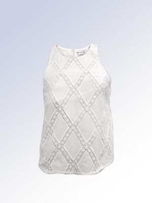 8664029 Sleeveless lined eyelet blouse