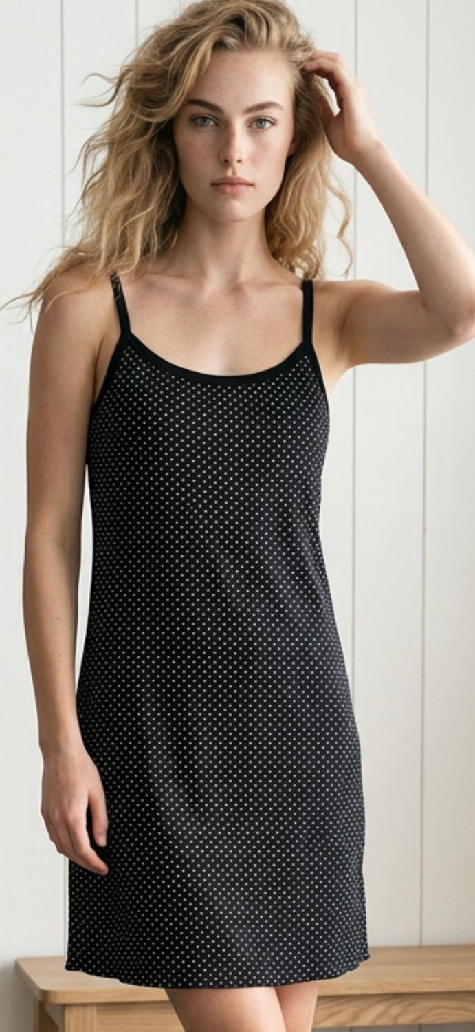 500 Spaghetti strap pokadot print dress