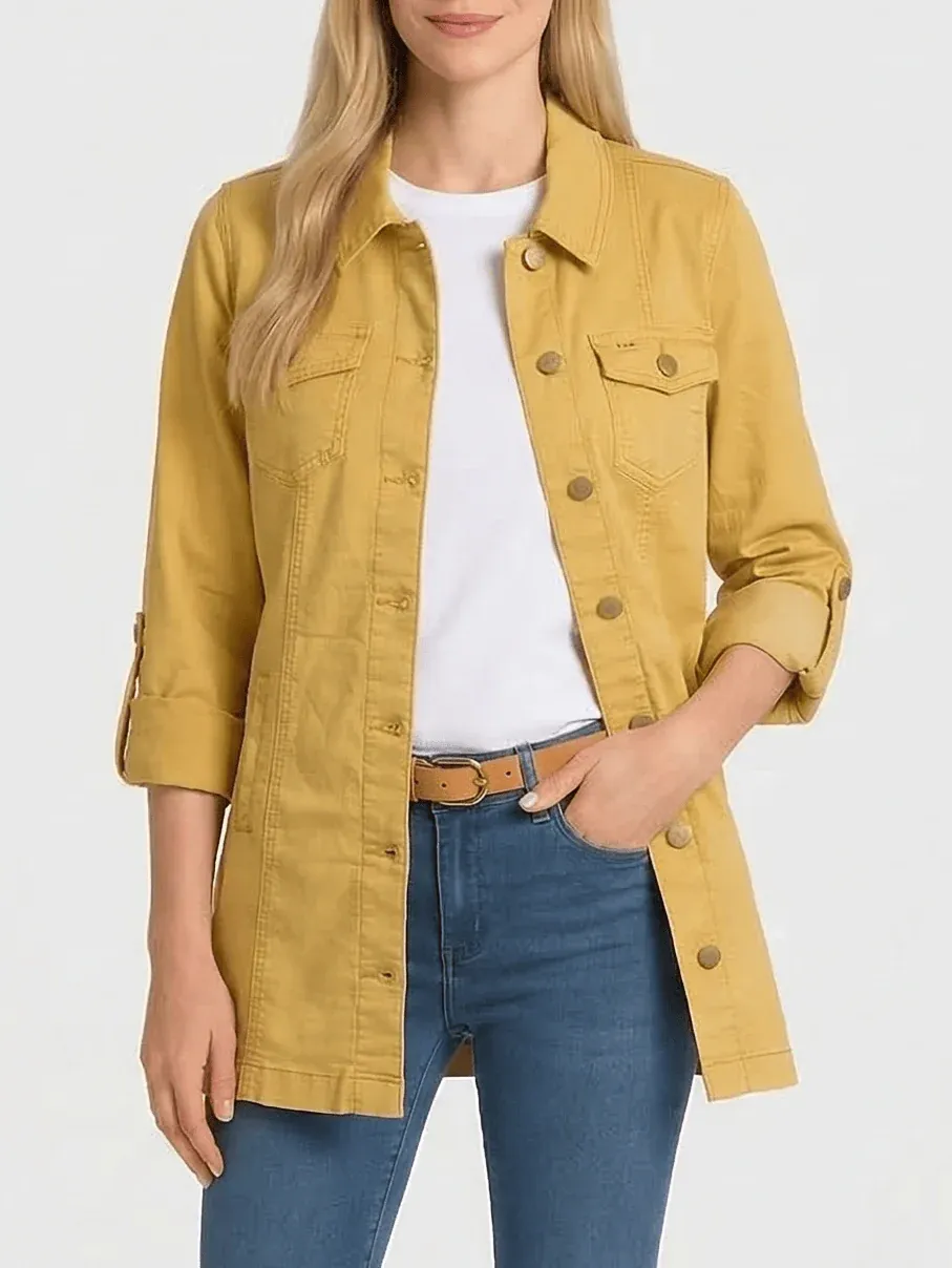 5760780200 Long denim jacket w/adjustable sleeve