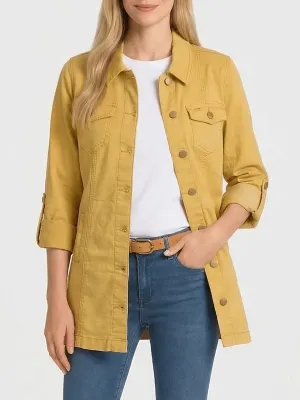 5760780200 Long denim jacket w/adjustable sleeve
