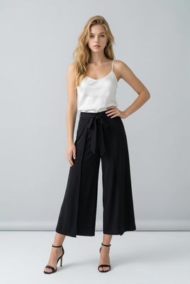 VC9280 Wide leg crop pant w/pockets and tie at waist