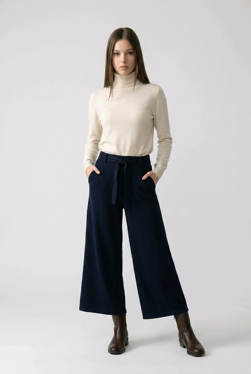 VC9280 Wide leg crop pant w/pockets and tie at waist