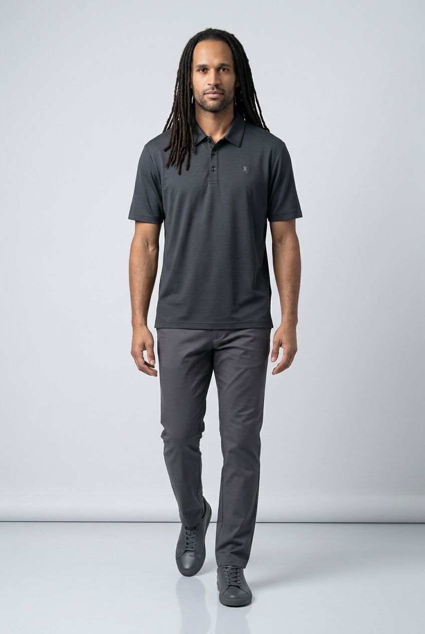 1328 Lightly patterned short sleeve polo shirt
