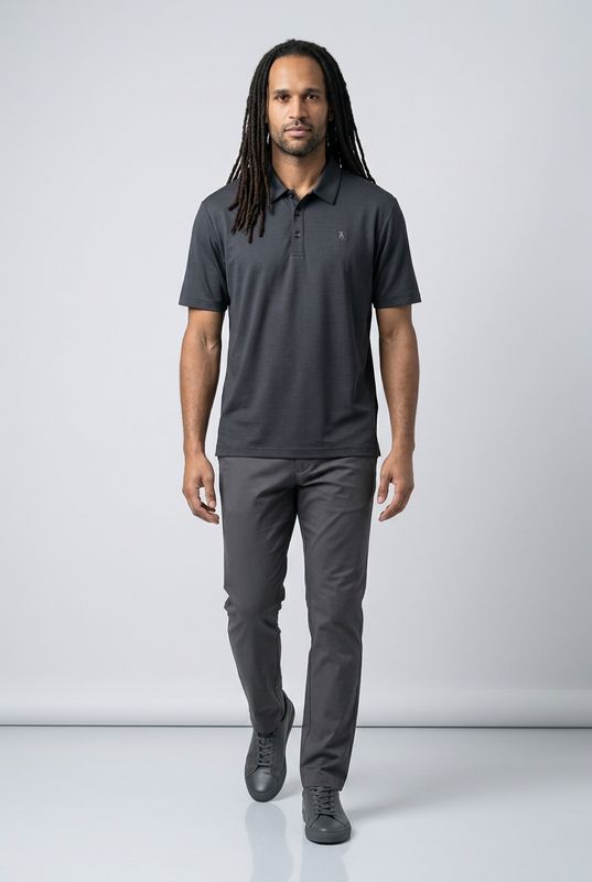 1328 Lightly patterned short sleeve polo shirt