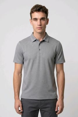 1328 Lightly patterned short sleeve polo shirt