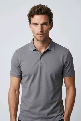 1329 Short sleeve solid color polo shirt