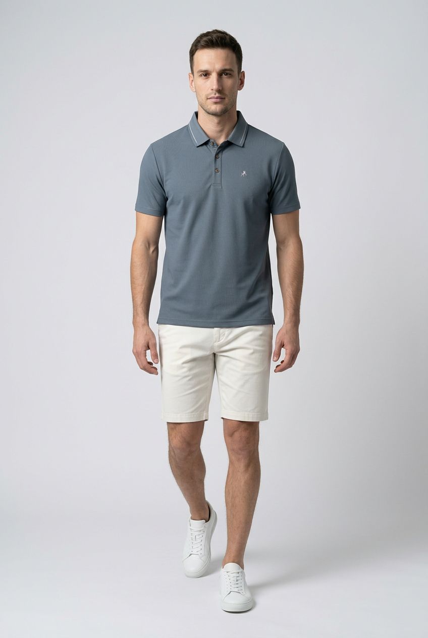 1329 Short sleeve solid color polo shirt