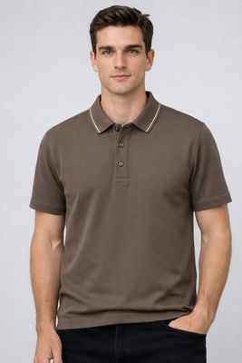1329 Short sleeve solid color polo shirt